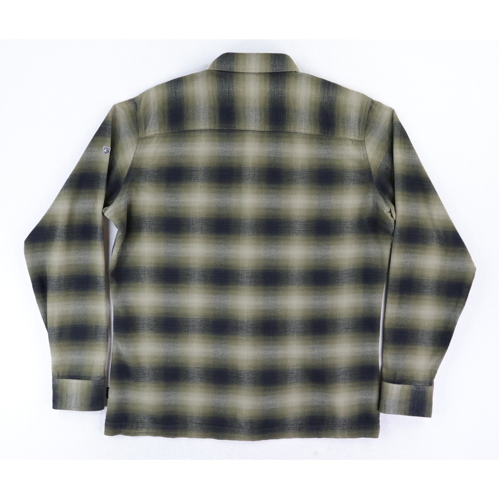 Kuhl Dillingr Flannel Shirt Mens Large Olive Green Black Plaid 7186 - Picture 2 of 11